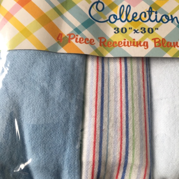 Baby collection 4piece receiving Baby BlanketsFor Boys Light bluemedium blue - Picture 12 of 13